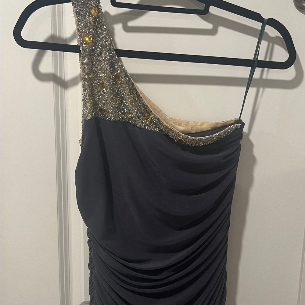 JS Boutique Elegant Evening Gown with Silver Accents